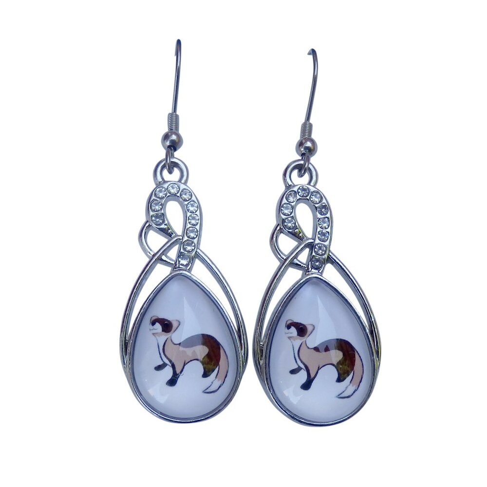 Sable Teardrop Ferret Earrings 3095